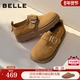 百丽坚果拿铁厚底勃肯鞋 子F3V1DAA6 增高休闲乐福单鞋 女26春季 新款