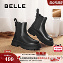 百丽切尔西靴女靴冬季保暖英伦风厚底短靴加绒烟筒靴子X2G2DDD3