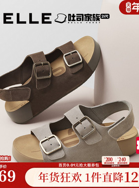 百丽男鞋吐司2代厚底增高勃肯鞋男士夏休闲凉拖鞋沙滩鞋8UW01BL5