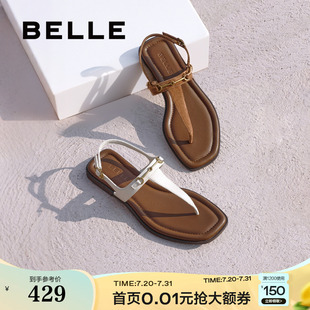 百麗夾腳趾人字平底涼拖女2025夏季 子3UE39BL5 可外穿羅馬涼鞋 新款