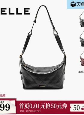 百丽包包女秋新款高级枕头包单肩斜挎手提小方托特包9311ACX5