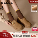 雪地靴E4S1DC 加绒乐福毛毛单鞋 百丽千层可颂厚底全包勃肯鞋 冬季