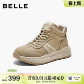 厚底休闲运动鞋 新款 子E5V1DDD5 复古高帮阿甘鞋 百丽女鞋