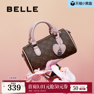 百丽包包女冬新单肩斜挎手提波士顿包老花质感大容量X7154DX4