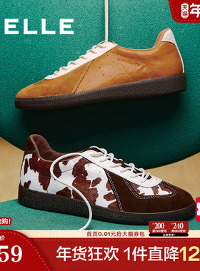 百丽复古撞色德训鞋2025秋新商场同款舒适薄底休闲板鞋BBSC2CM5