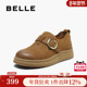 女款 秋季 新款 百丽复古厚底勃肯鞋 真皮乐福深口单鞋 子E7C1DCM5