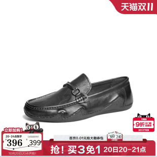A1818AM5 025春新牛皮革套脚商务乐福鞋 百丽男鞋 一脚蹬休闲豆豆鞋