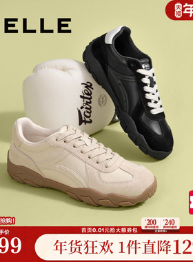 百丽男鞋复古黑色赛车德训鞋男士25秋新商场款休闲阿甘鞋8VL01CM5