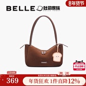 百丽包包女新款 吐司包通勤旅游反绒单肩大容量手提托特软包X7203D