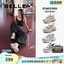 女透氣休閑厚底運(yùn)動(dòng)涼鞋 周雨彤同款 百麗星河軌跡銀色夏季 老爹鞋