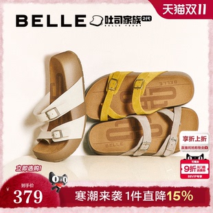 可外穿凉拖鞋 新款 D9M1DBT5 子夏季 百丽厚底椰丝吐司2代勃肯女鞋