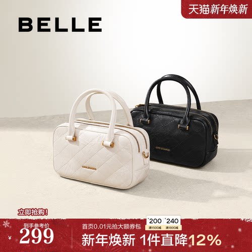 百丽包包女冬新小香风单肩斜挎手提波士顿包上班X7142DX4