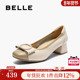 不累脚软底妈妈鞋 百丽粗高跟浅口单鞋 女秋新款 子E1A1DCQ5