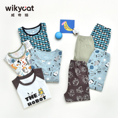 威奇猫儿童男童家居服内衣套装 莫代尔180克薄款 秋衣秋裤 线衣线裤