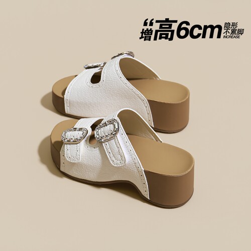 【6C厚底增高】夏天度假凉拖鞋女