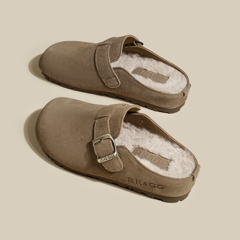 巨软！巨暖！加绒勃肯包头半拖鞋