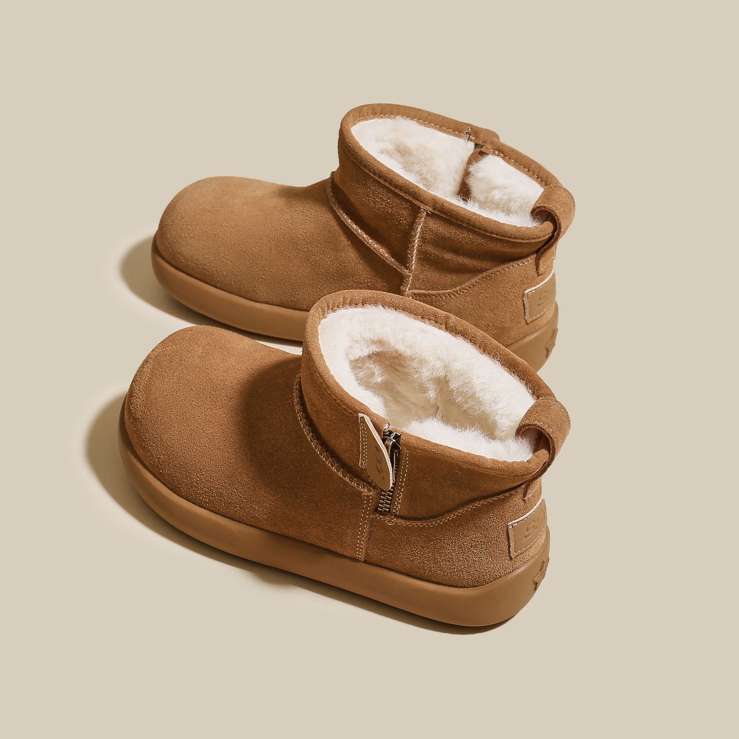 3CM厚底!加绒加厚雪地靴短筒靴