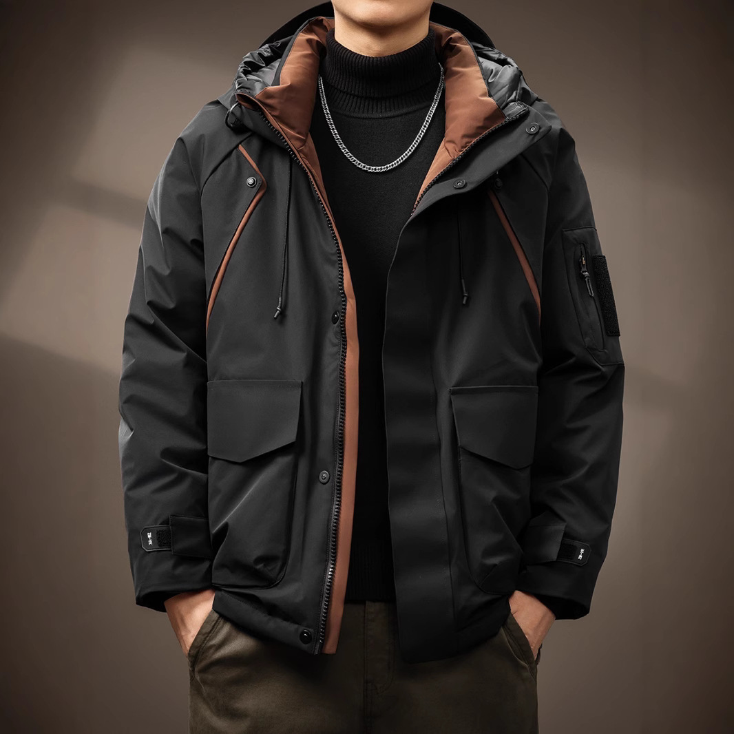 高端90白鹅绒防水羽绒服男