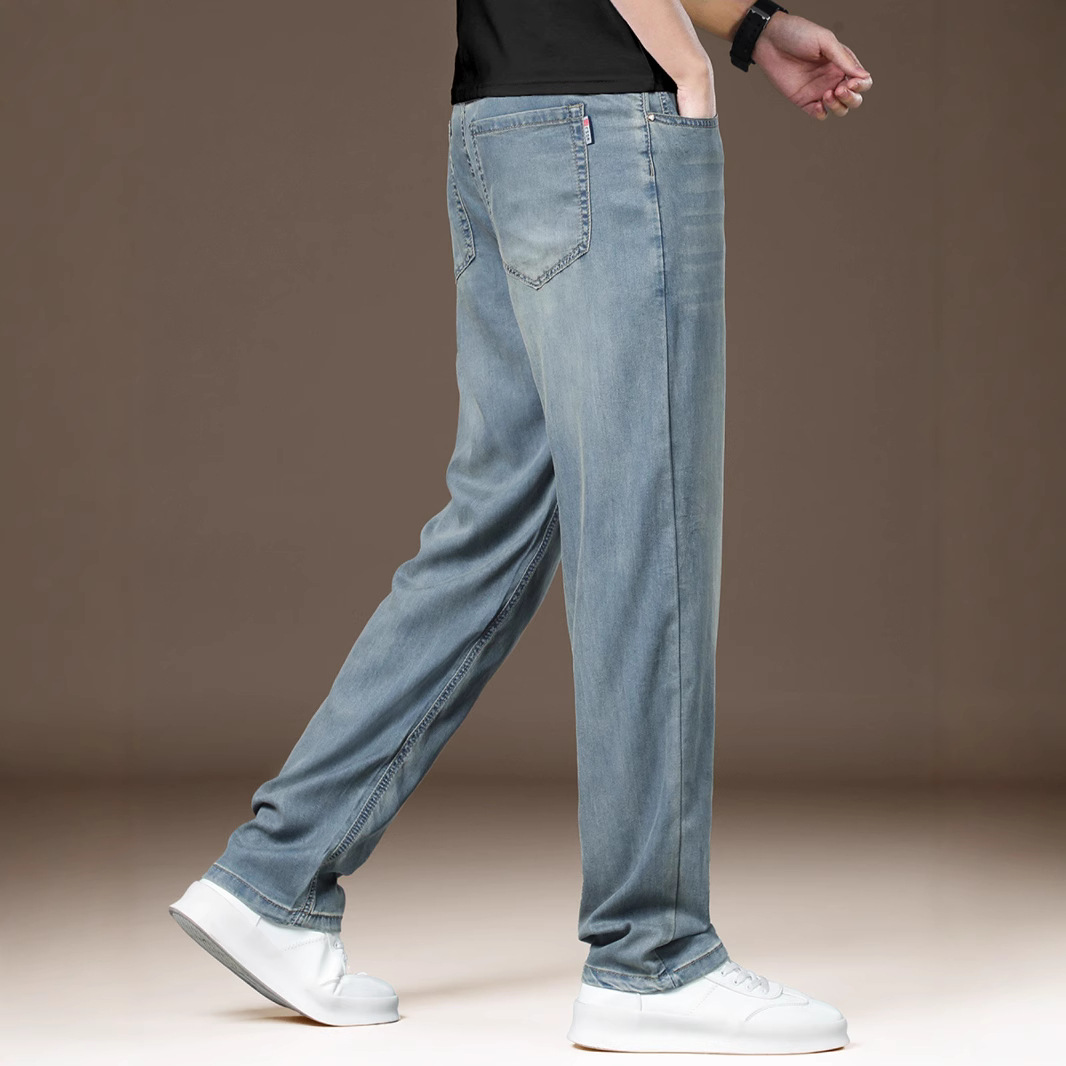 高端莱赛尔复古牛仔男裤