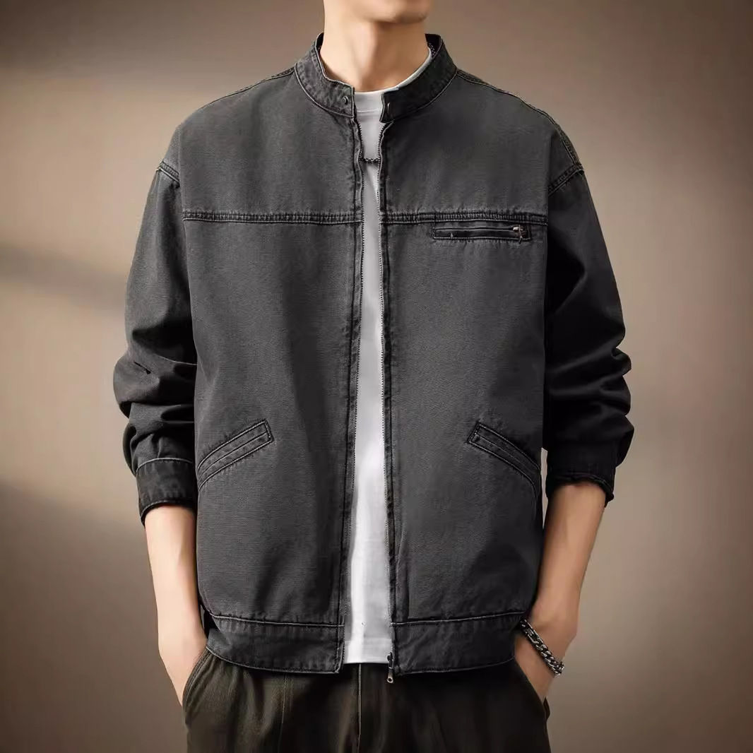高端复古水洗做旧男夹克