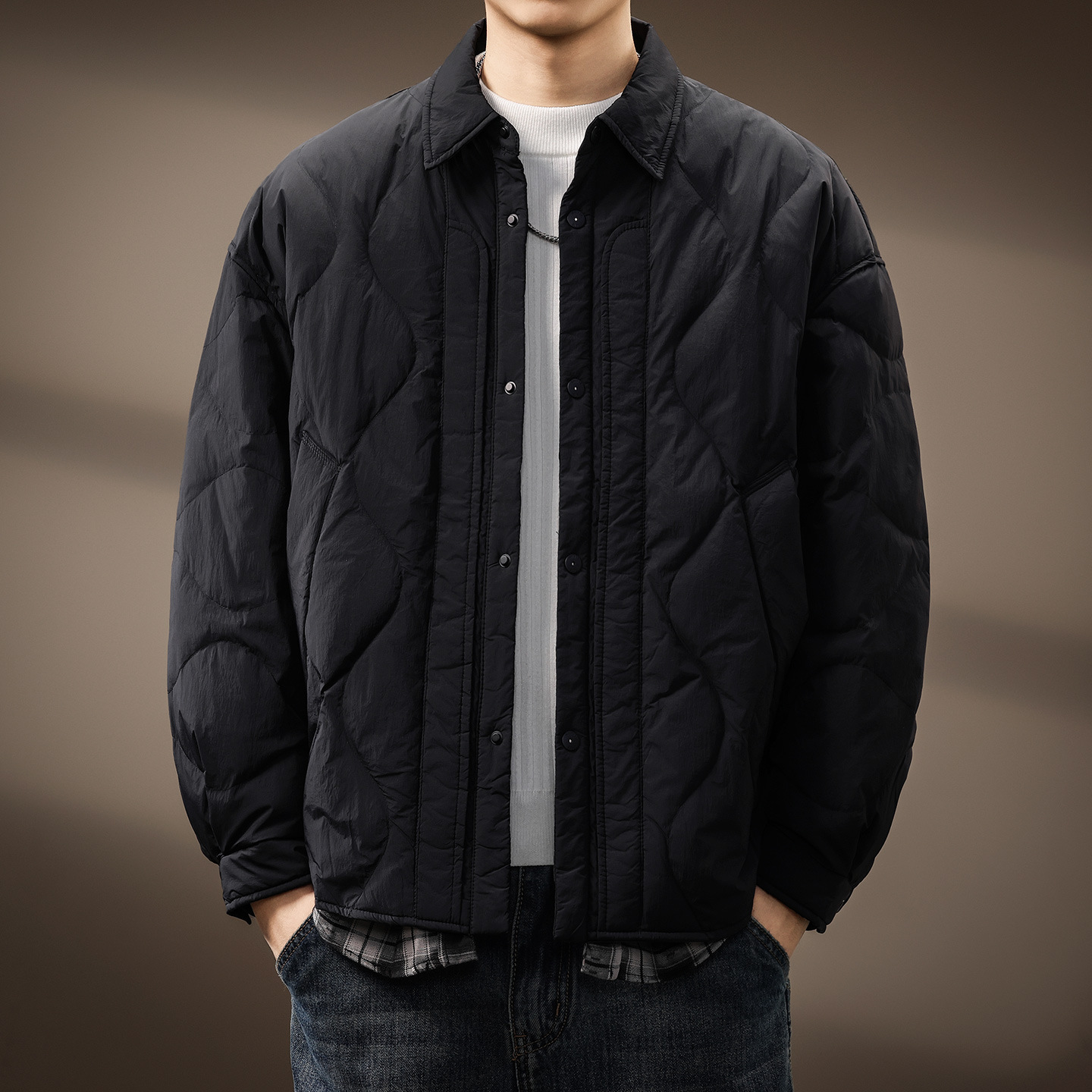 高端假两件羽绒服男冬新款