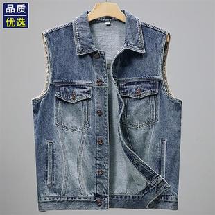 春秋季 牛仔馬甲男ins寬松坎肩無袖 背心工裝 高級(jí)感馬夾上衣服 新款