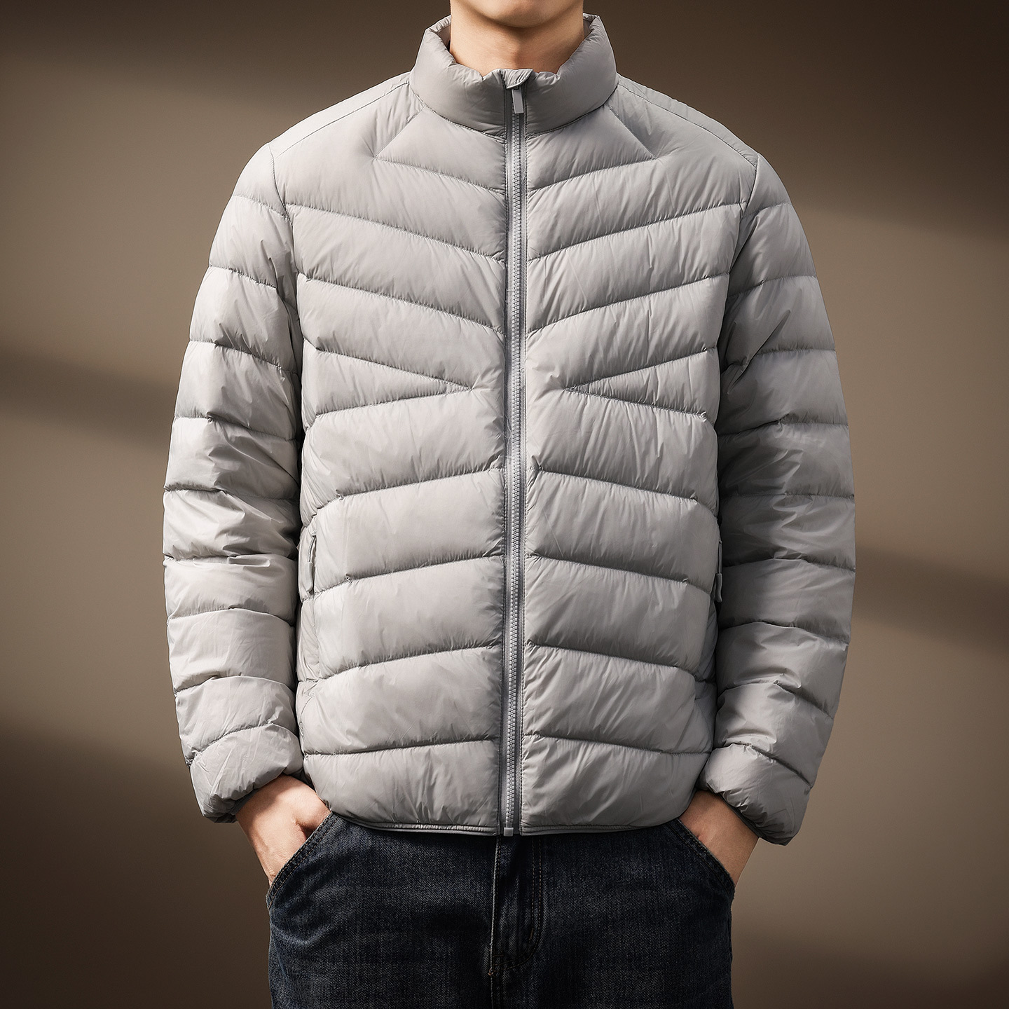 高端美式复古立领羽绒服男