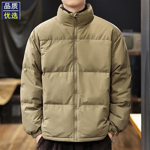 美式复古短款羽绒服男2025冬季新款高充绒量加厚保暖纯色百搭外套