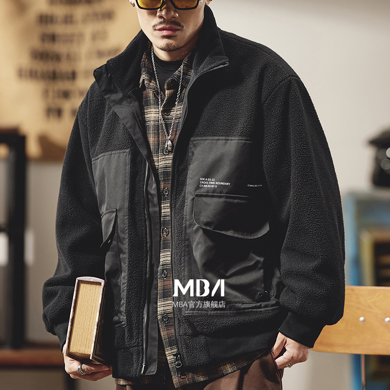 MBA潮牌羊羔毛外套男秋冬新款