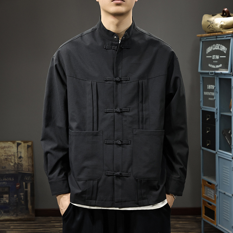 国风盘扣衬衫男2025新款