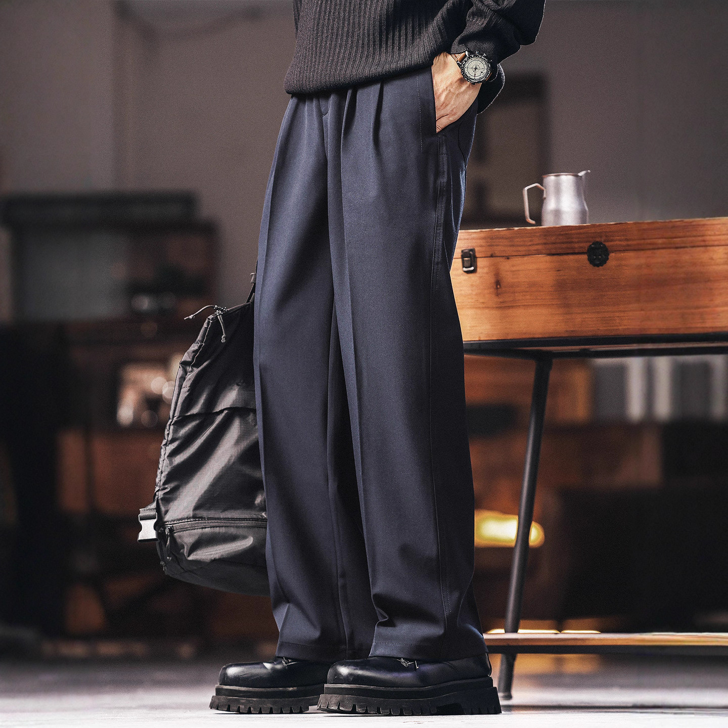 高端美式潮牌男士垂感西裤