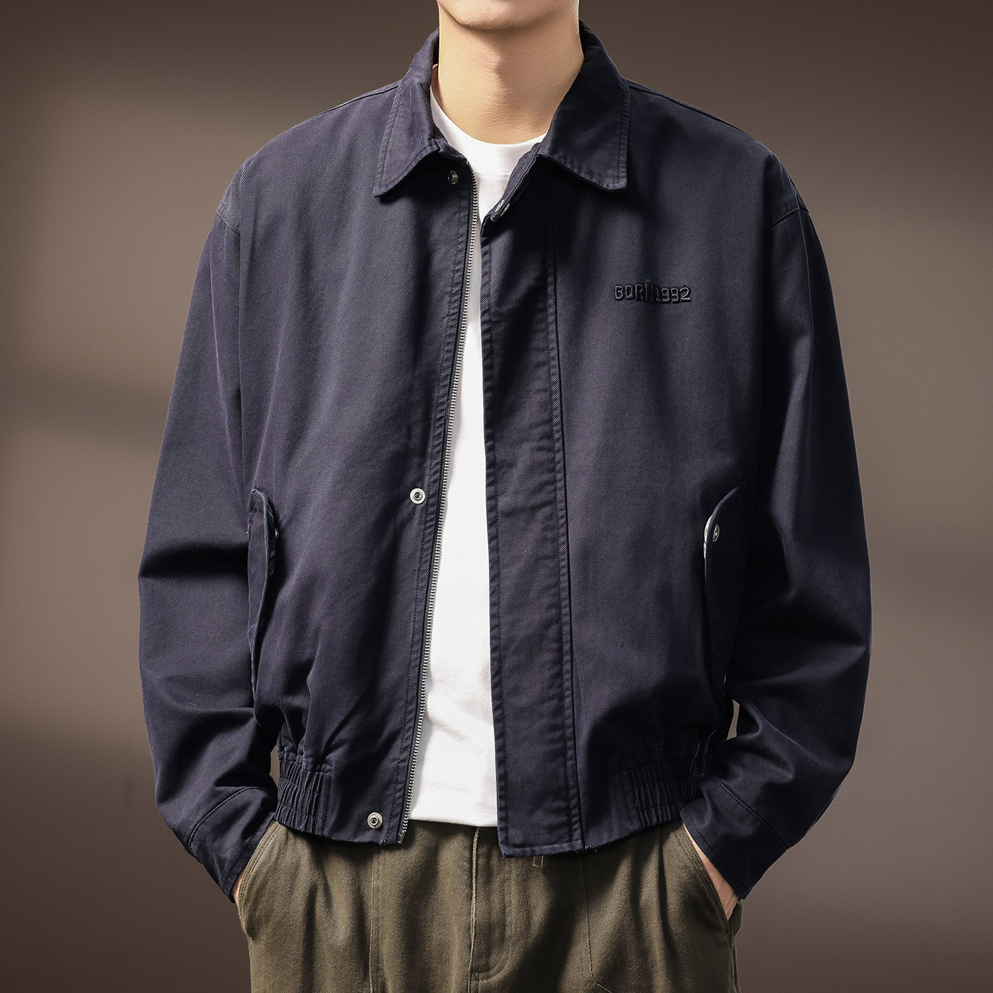 高端老钱风行政教练夹克男