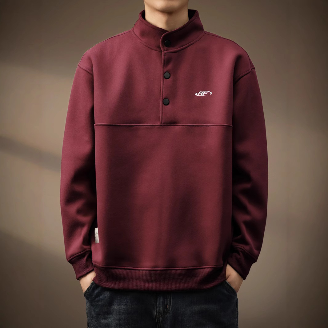 高端重磅立领卫衣男秋冬新款