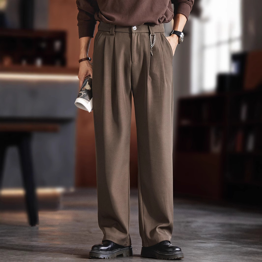 高端慵懒风垂感直筒西裤男