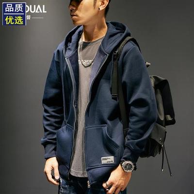 连帽卫衣男宽松大码拉链开衫春季2025新款男装运动帽衫男款外套潮