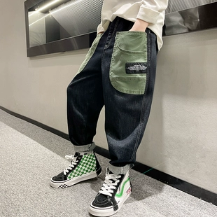 裤 春季 儿童春秋款 子2023新款 男童春装 牛仔裤 男孩中大童长裤 潮 童装