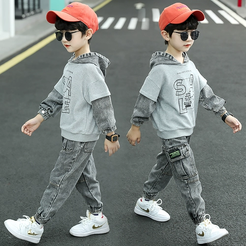 Детская весенняя летняя одежда, осенний комплект, спортивная толстовка для мальчиков, подходит для подростков