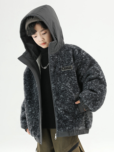 男童加绒外套2025秋冬新款羊羔毛二棉服摇粒绒男孩加厚大儿童冬季