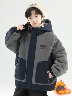 男童加绒外套2025秋冬新款羊羔毛二棉服大儿童摇粒绒男孩加厚冬季