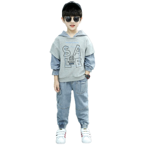 Детская весенняя летняя одежда, осенний комплект, спортивная толстовка для мальчиков, подходит для подростков