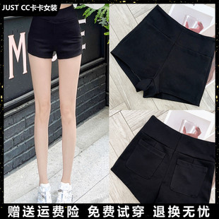 卡卡女装官方旗舰正品《百搭万金油》高腰打底小黑裤短裤百搭热裤