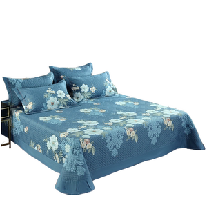 高端全棉床盖三件套防滑不跑床四季通用纯棉绗缝夹棉床单四件套