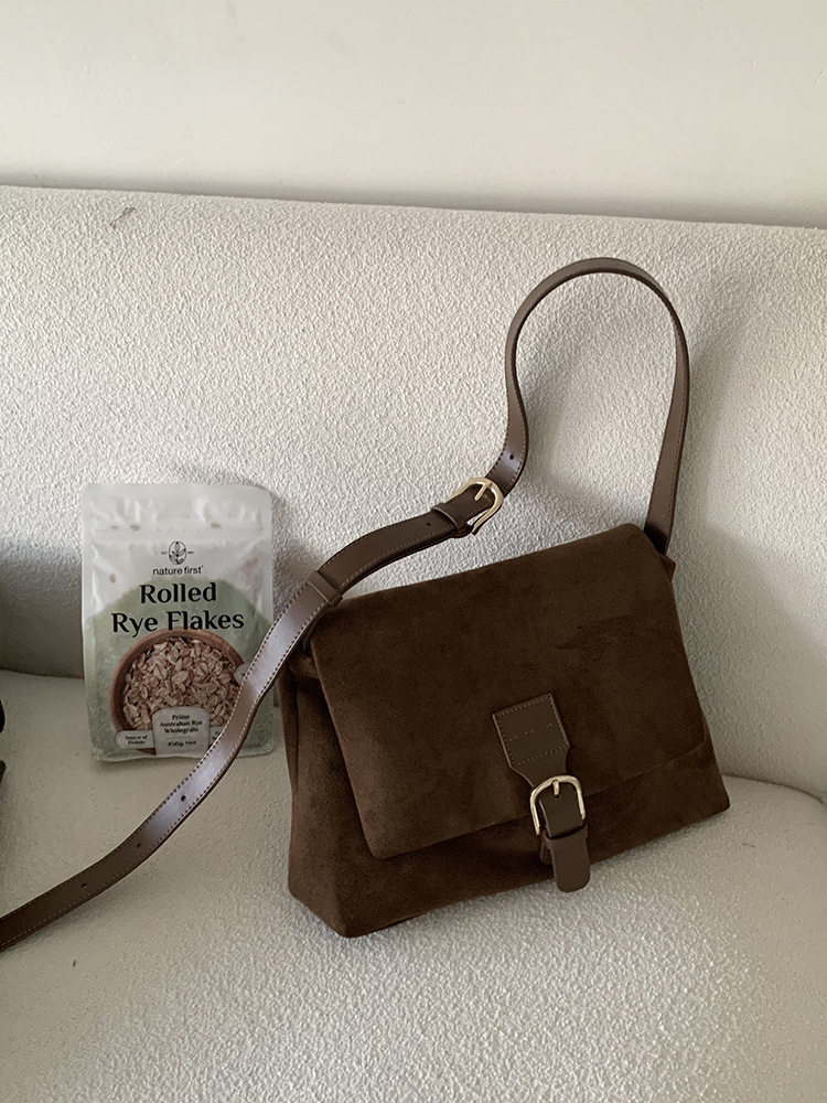 磨砂短绒韩版女包新款复古氛围气质绒面单肩腋下包百搭休闲斜挎包