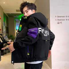 春秋季工裝夾克男連帽休閒服韓版薄款衣服短款青年外套
