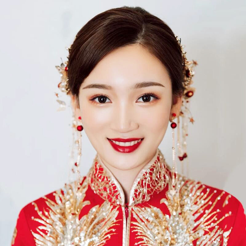 秀禾服头饰新娘结婚古装步摇敬酒服发饰品中式龙凤褂凤冠2024新款