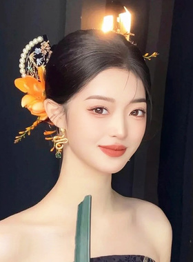 新中式新娘晨袍头饰晚礼后压发饰