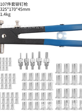 手动拉母枪 拉帽枪 铆钉枪 86  107pcs铆螺母套装 手动螺母枪套装