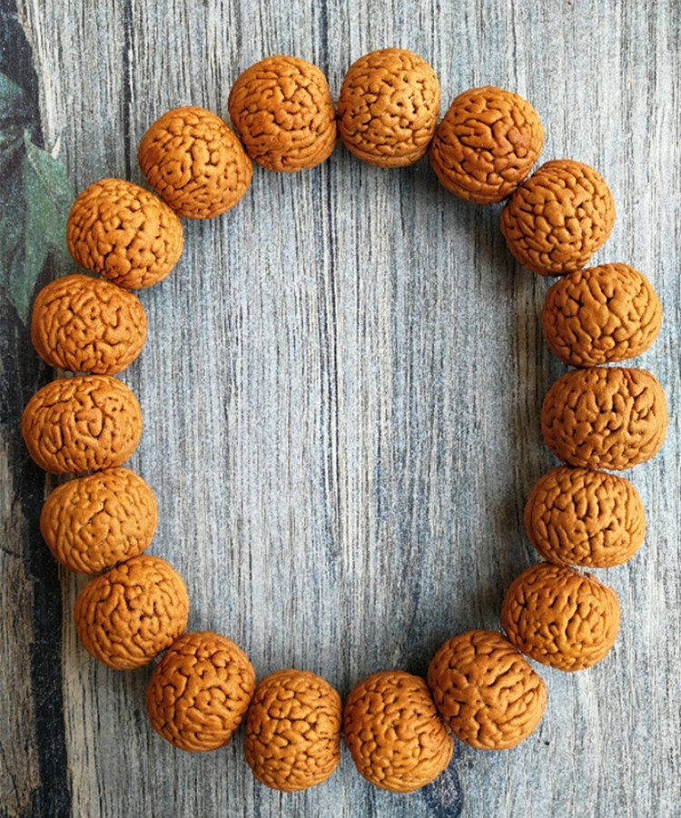 脑纹桃核手串20mm矮桩蚂蚁纹手持柳叶脐密纹桃核密度大一物一图