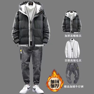棉衣男士2026新款冬季外套加厚棉袄男装一套搭配帅气羽绒棉服套装