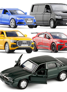 清仓1/36合金汽车模型捷豹XJ6奥迪RS6 Q8大众迈特威两开门回力车